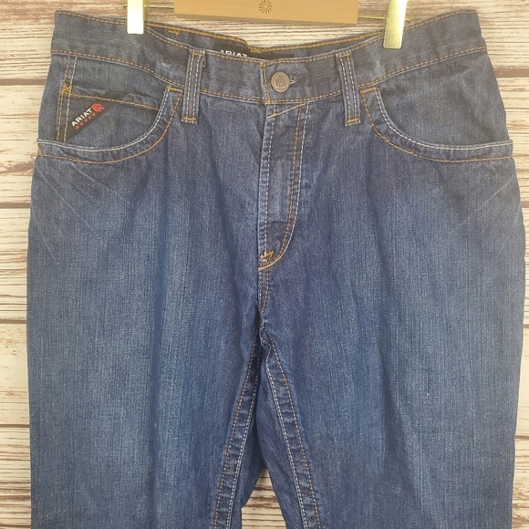 Ariat Mens 33x30 Low Rise M4 Bootcut CAT 2 2112 Dark Wash Blue Work Jeans   #112 - Picture 2 of 10